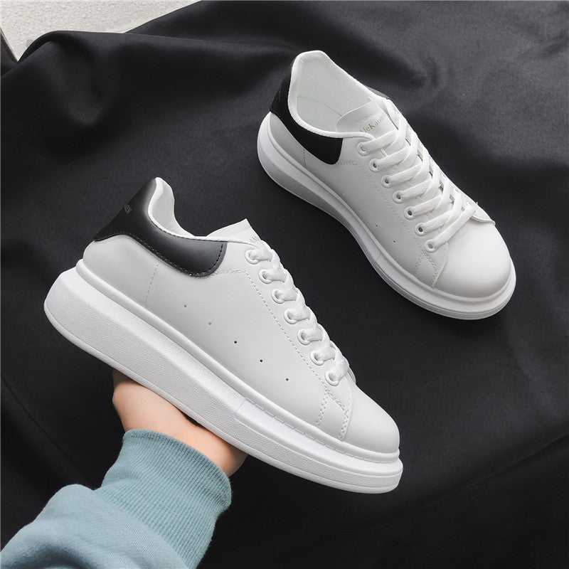 McQueen White Sneakers – Thick-Sole Unisex Casual Shoes