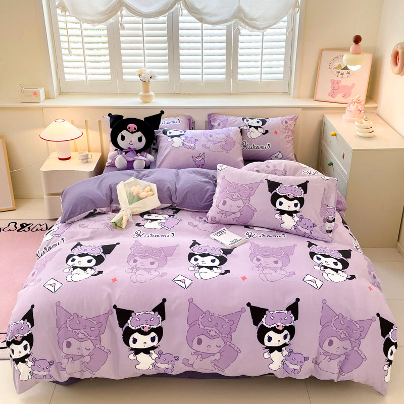 Sanrio Cloud-Washed Cotton 4-Piece Bedding Set with Bed