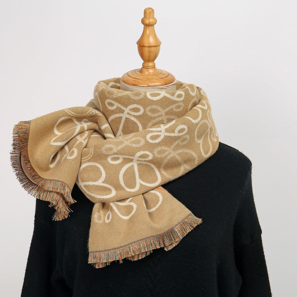 Winter Geometric Imitation Cashmere Scarf