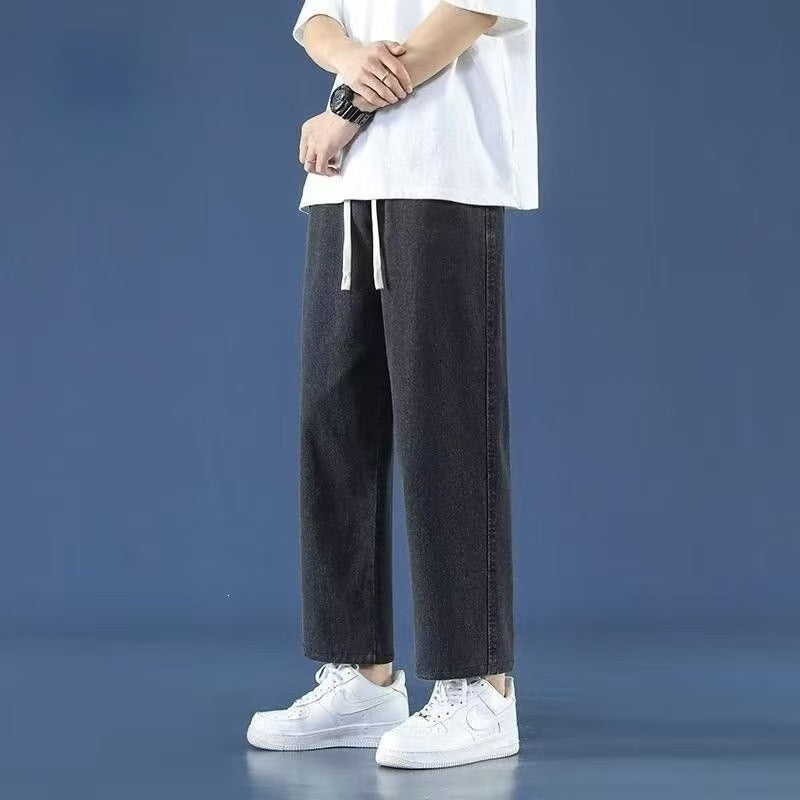 Men’s Loose Wide-Leg Cropped Summer Jeans