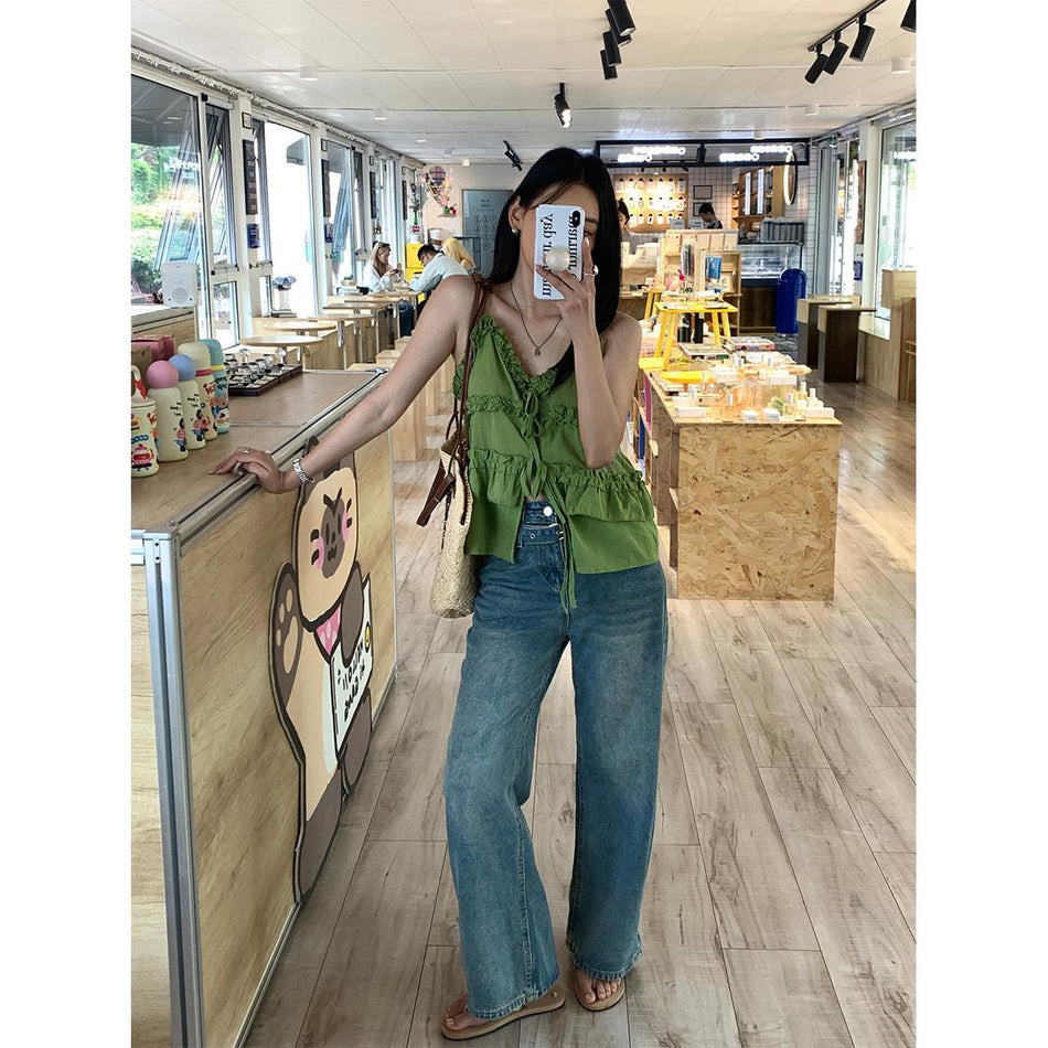 Korean Loose High-Waist Wide-Leg Jeans