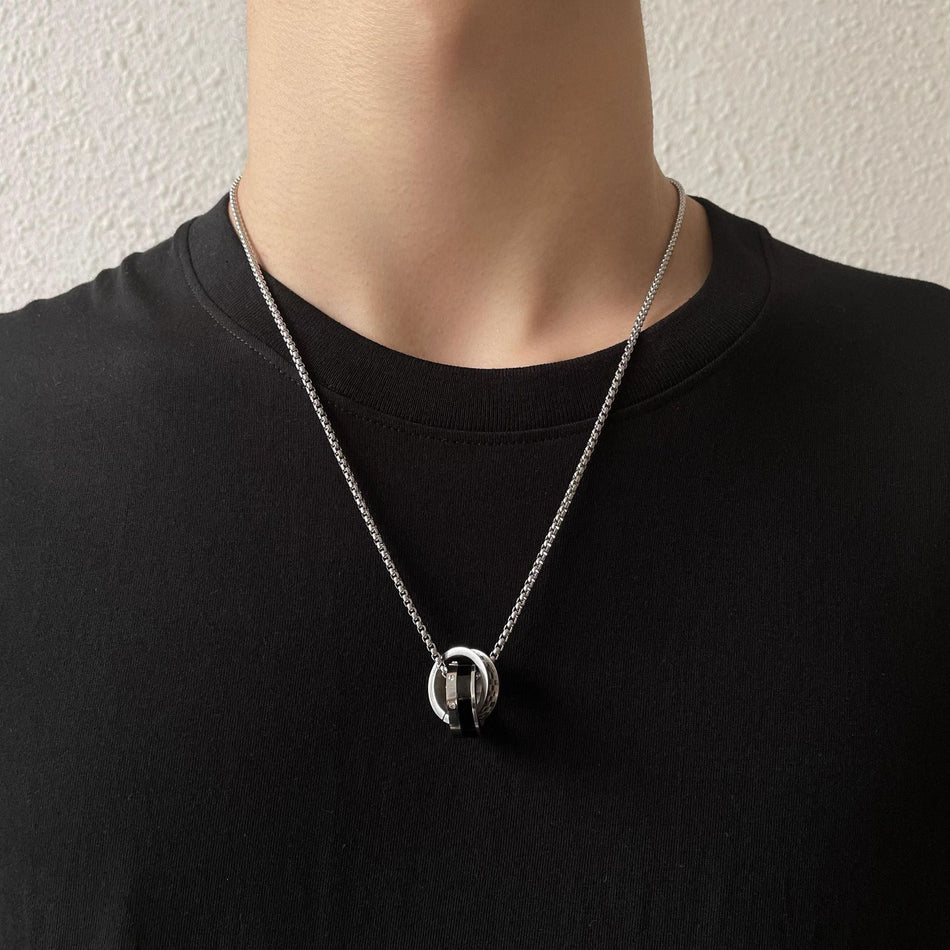 Men's Titanium Double Ring Pendant – Hip-Hop Chain