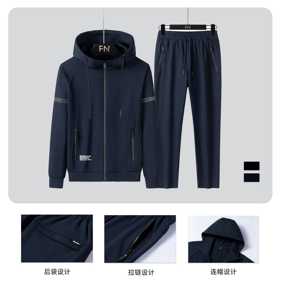 STOCK-Men’s Spring-Autumn Sports Suit Loose Hooded Spandex