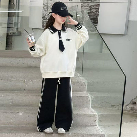 Girls’ Autumn 2025 College Style Two-Piece Set – Spring Autumn Kids Fashion Nepal | Tudoholic