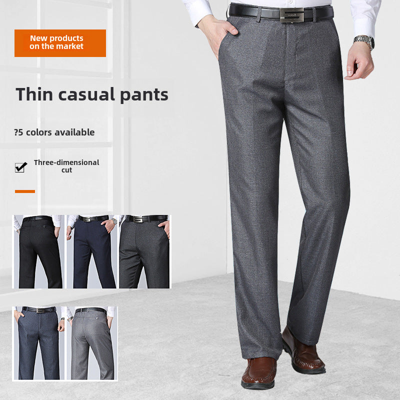 Men's Summer Black Dress Pants – High Waist Casual Fit