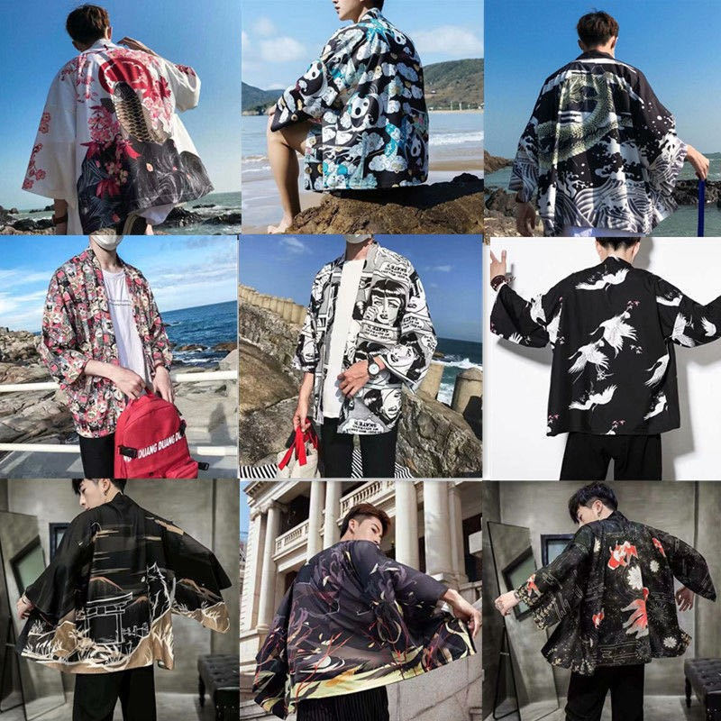 Men’s Summer Hanfu Kimono Cardigan Loose Sunscreen