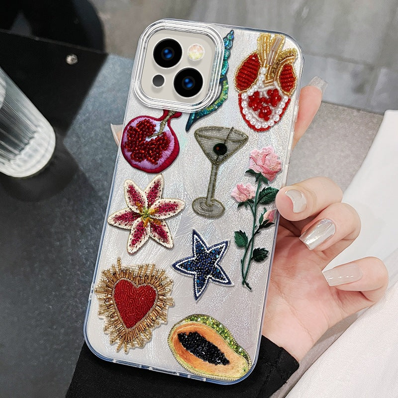 Pomegranate Star Feather Case for iPhone 14–16 Pro Max