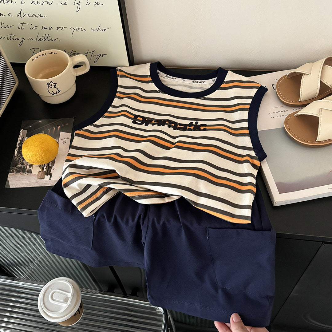 Premium Series: Striped Pure Cotton Vest & Shorts Suit – Kids Fashion Nepal | Tudoholic
