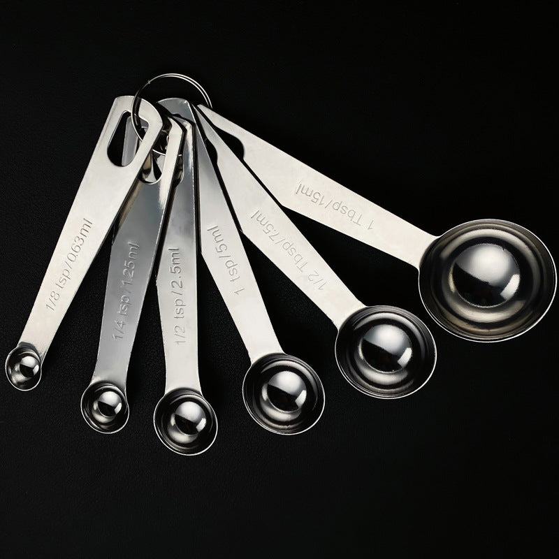 6-Piece Stainless Steel Measuring Spoon Set for Kitchen