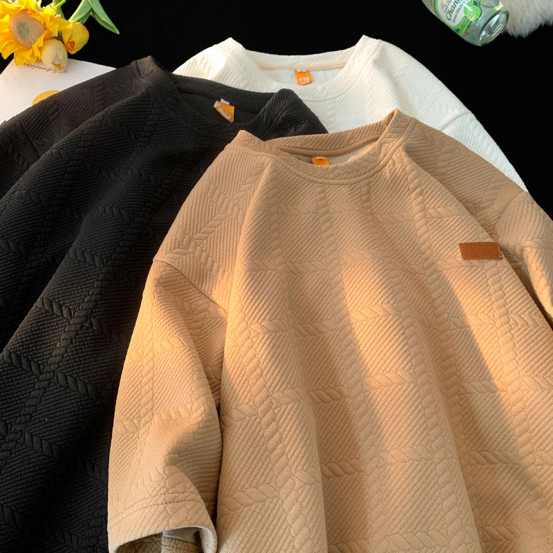 Heavy Jacquard T-Shirt – Stylish 7-Point Sleeve for Men