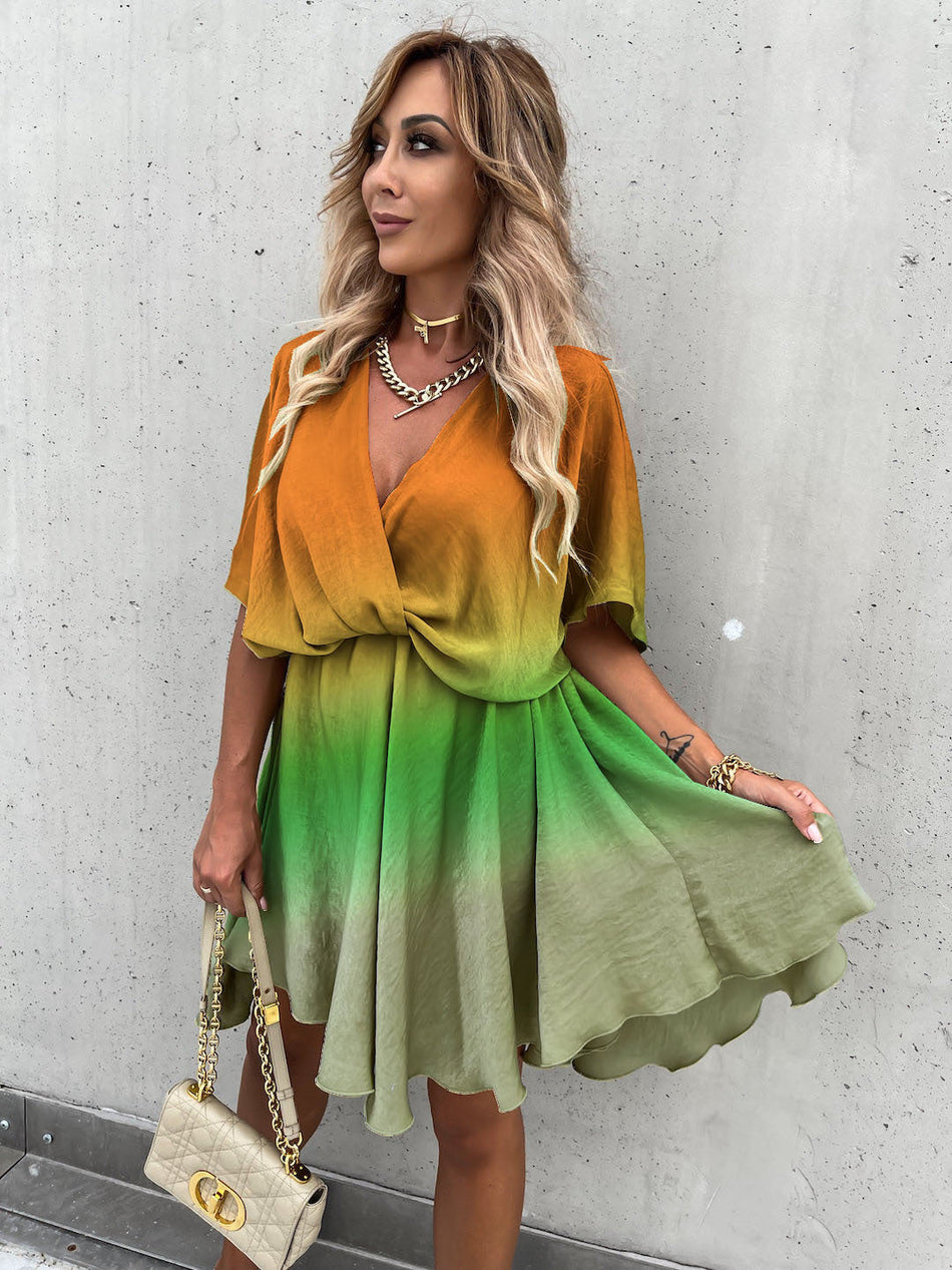 Gradient Multi-Color Dress - 2026 "INS" Liquid Aura Holiday Luxe