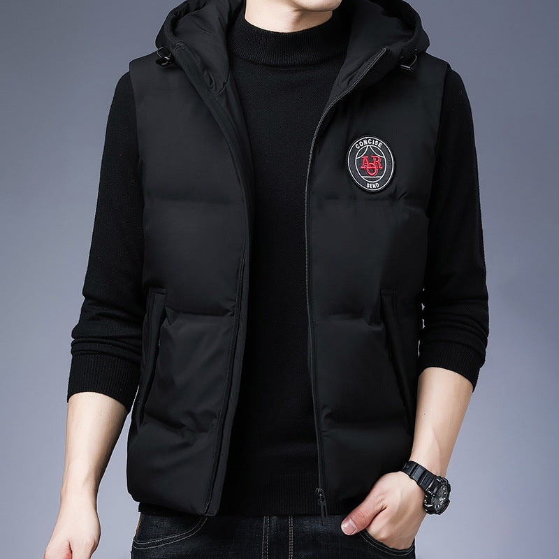 Men’s Hooded Down Vest – Winter Fashion Warm Waistcoat