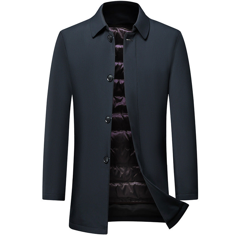 Middle-Aged Men’s Down Jacket – Thick Warm Lapel Winter Coat