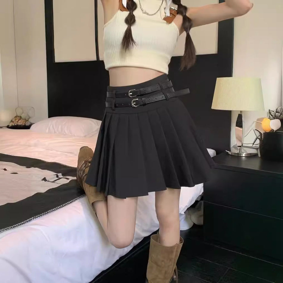 Korean-Style High-Waist Pleated A-Line Skirt – Summer