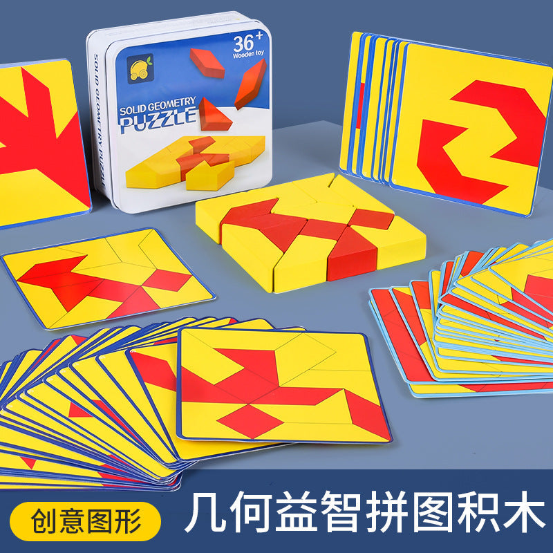 3D Geometric Wooden Puzzle – Kids Hand-Eye Training Toy