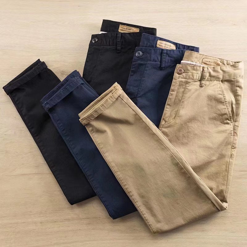 INSTOCK-Men's Cotton Work Pants – Durable Twill, Loose Fit