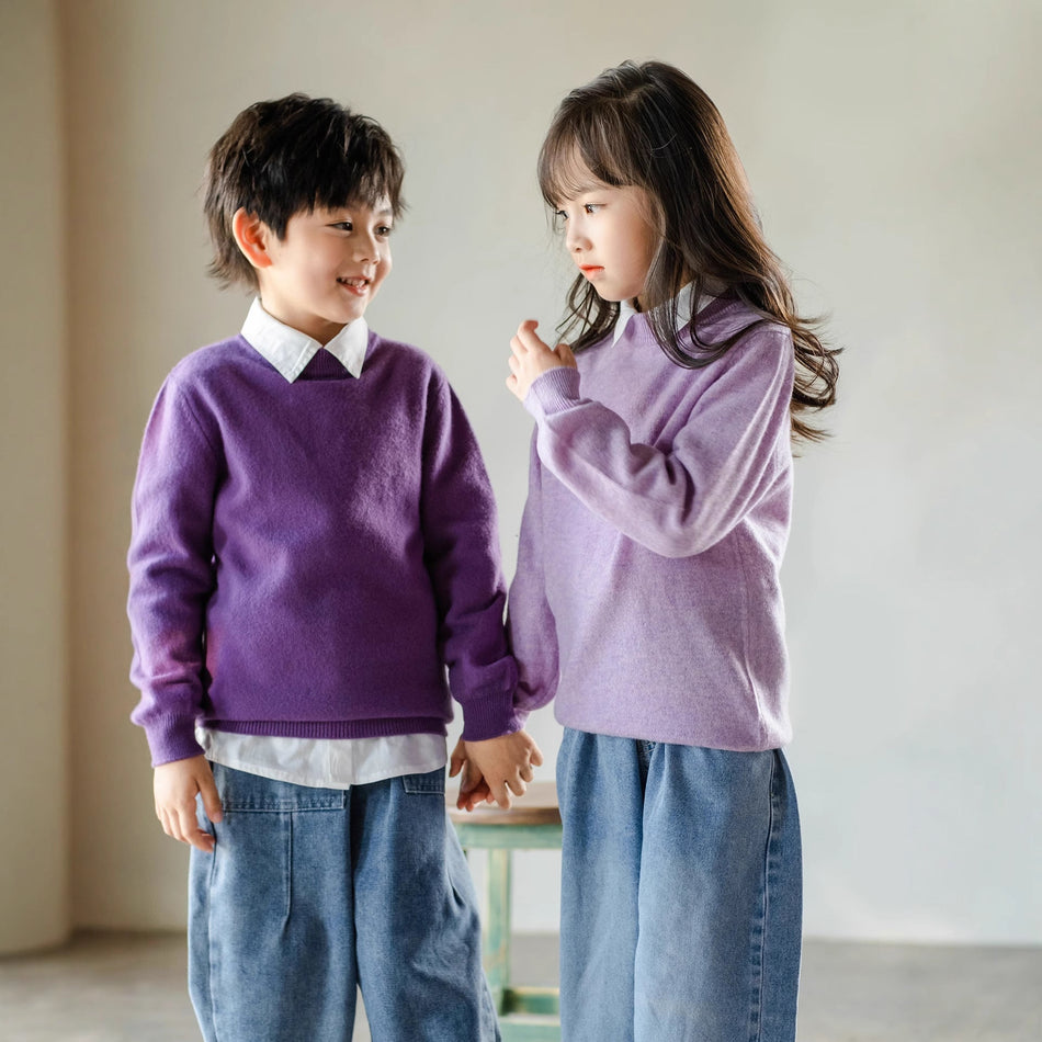 Half Turtleneck Kids’ Pure Wool Sweater Autumn Winter Warm Knit