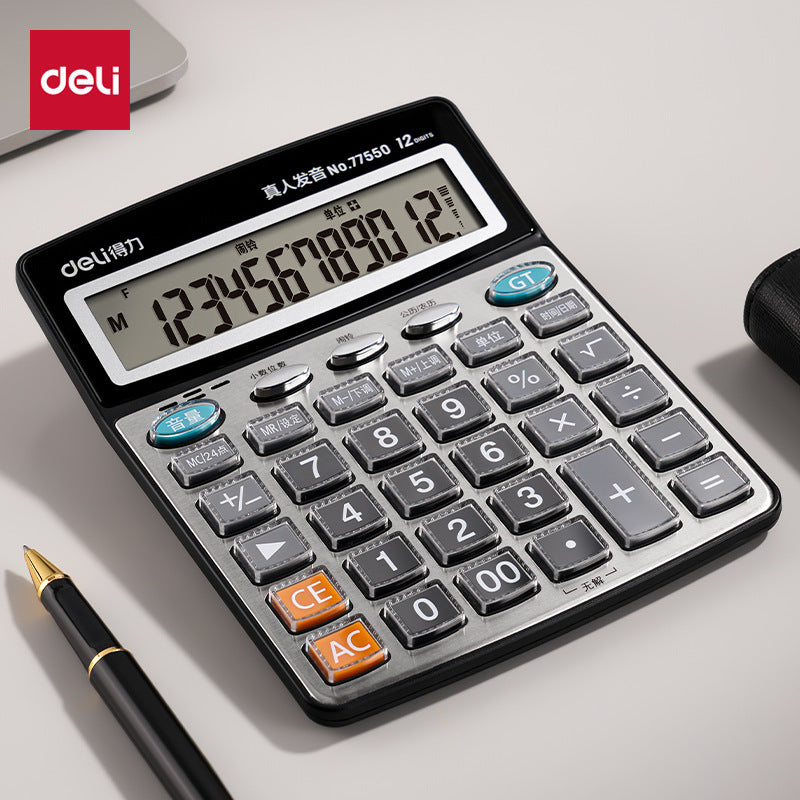 Deli Voice Calculator with Large Screen for Office Use