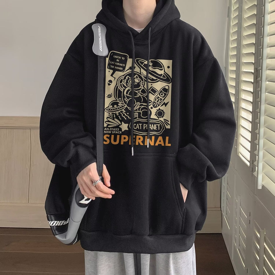 Japanese Retro Hooded Cartoon Sweatshirt for Boys