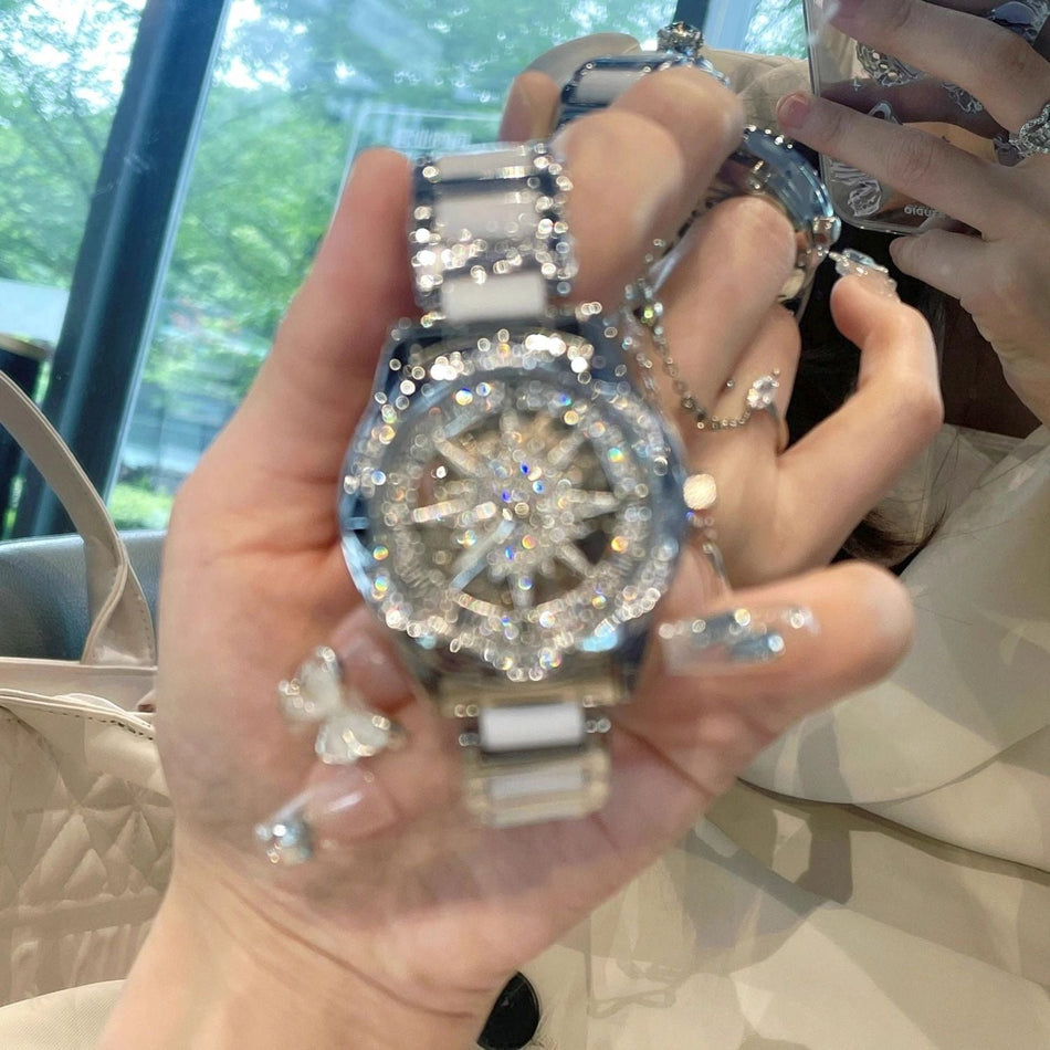 Sunflower Hollow Ceramic Diamond Watch