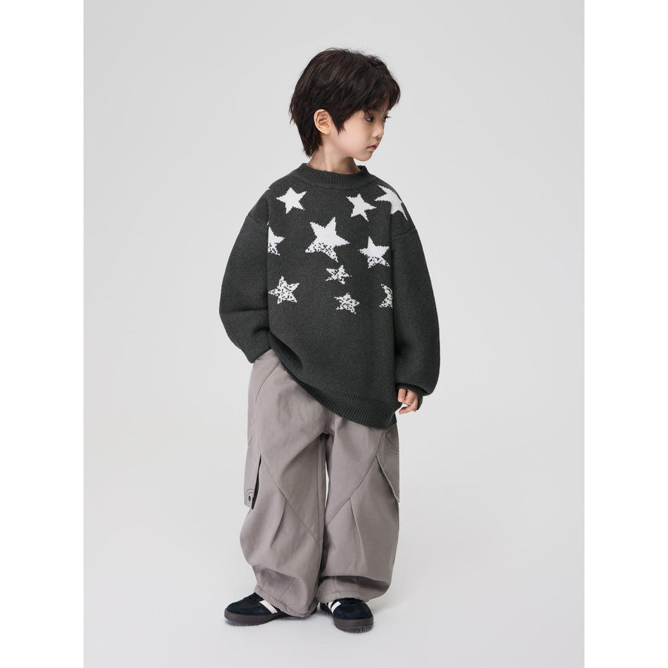 Kids Red Star Jacquard Winter Knit Sweater 2025