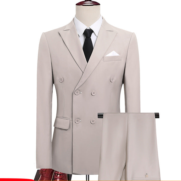 Men’s Double-Breasted Slim Groom Wedding Business Suit