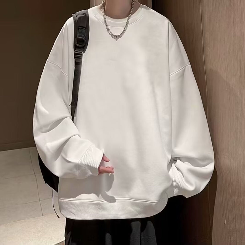 Hong Kong Style Sweatshirt Men’s – Loose Hoodless Pullover