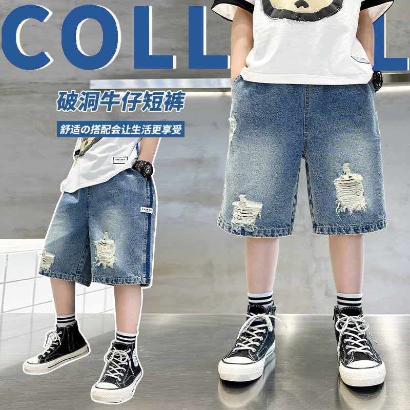 Boys Trendy Loose Denim Knee Length Shorts Summer Kids Wear!