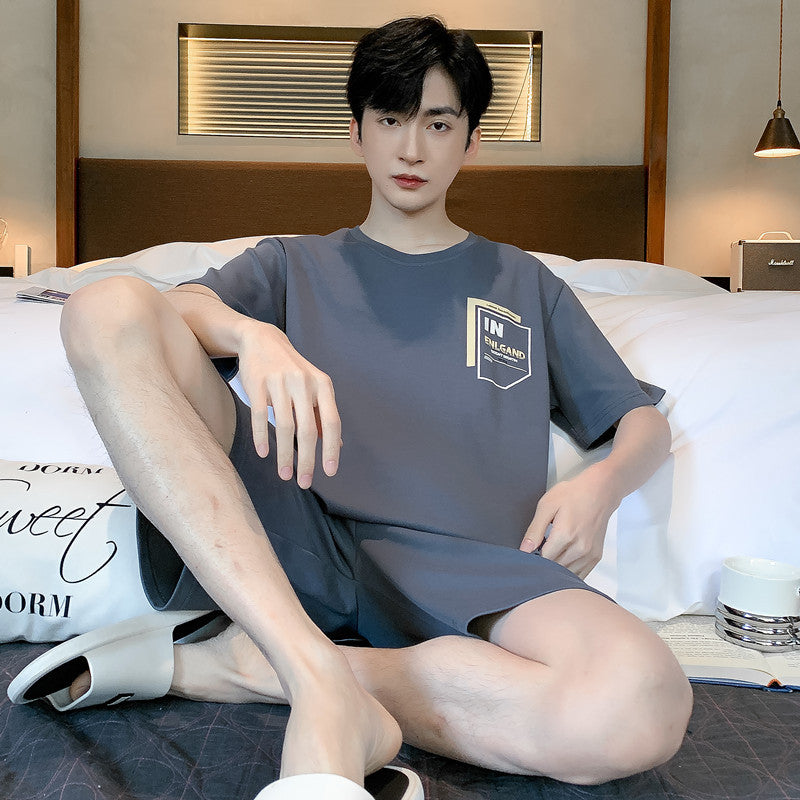 Pure Cotton Men’s Pajamas – Summer Short Sleeve & Shorts Set