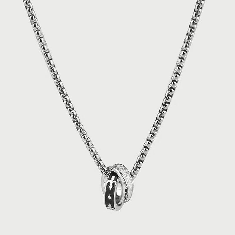Knight Spirit Double Ring Necklace – Men’s Hip-Hop Pendant
