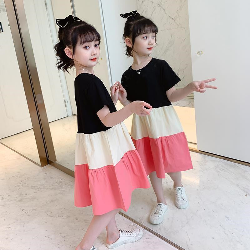Girls’ Korean Style Colorblock Dress – Summer Princess Look