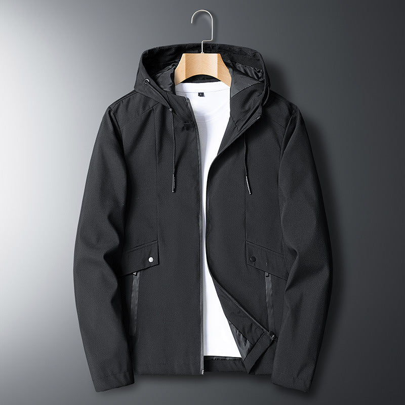 Men’s Spring Autumn Hooded Windbreaker Adult Jacket