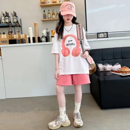 Girls 2025 Summer Cotton Short-Sleeved Loose Top – Summer Kids Fashion Nepal | Tudoholic