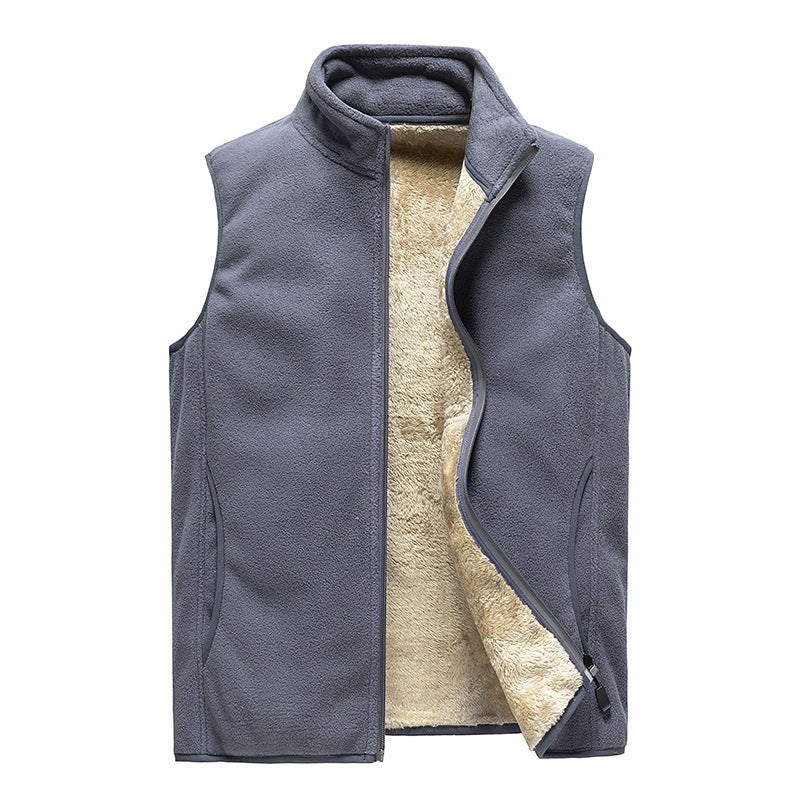STOCK-Men’s Fleece-Lined Vest Casual Warm Waistcoat Plus Size