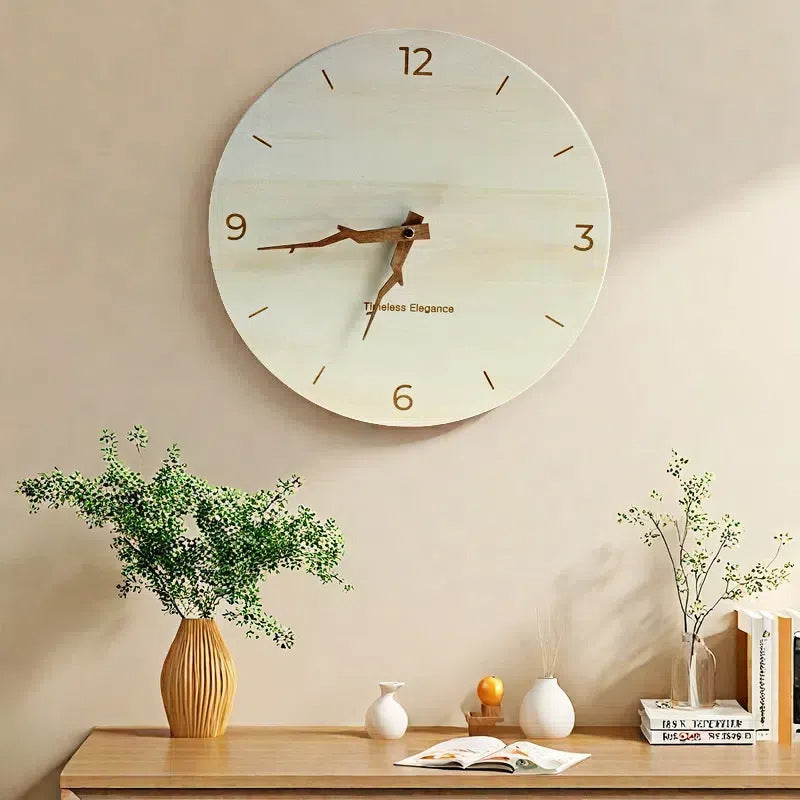 Light Luxury Wooden Silent Quartz Wall Clock