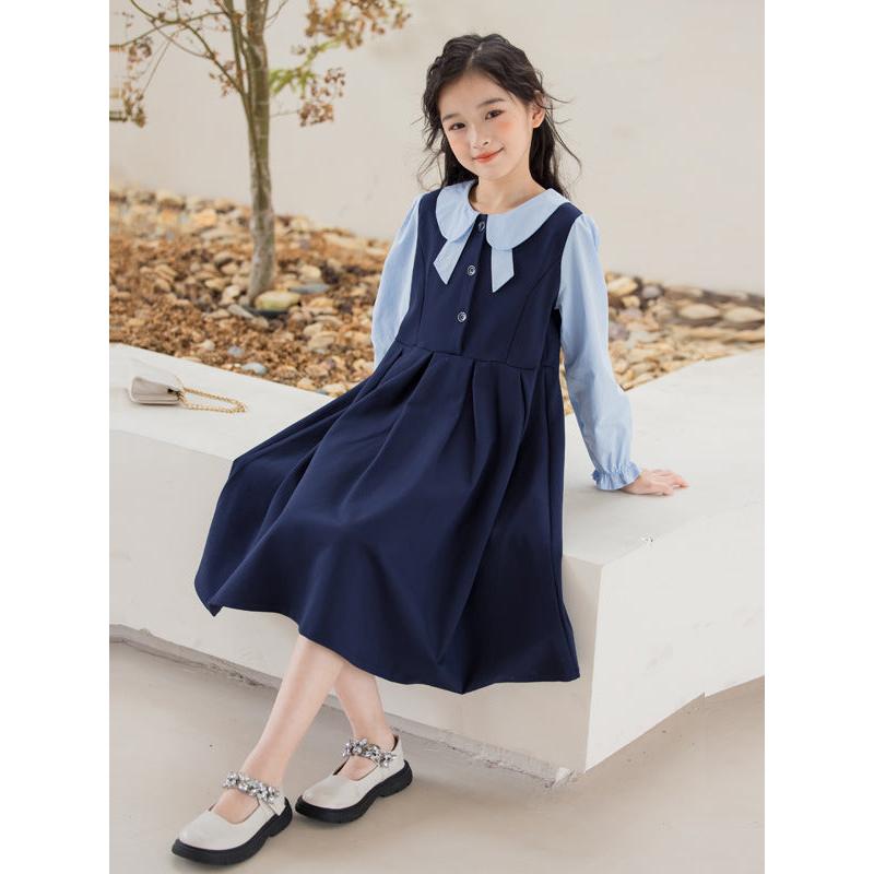 Parent-Child Girls Long Sleeve Preppy Princess Dress 2025