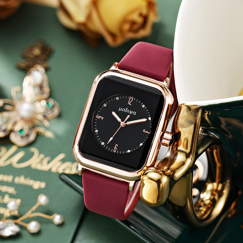 Luminous Square Silicone Watch – Casual Quartz for Women