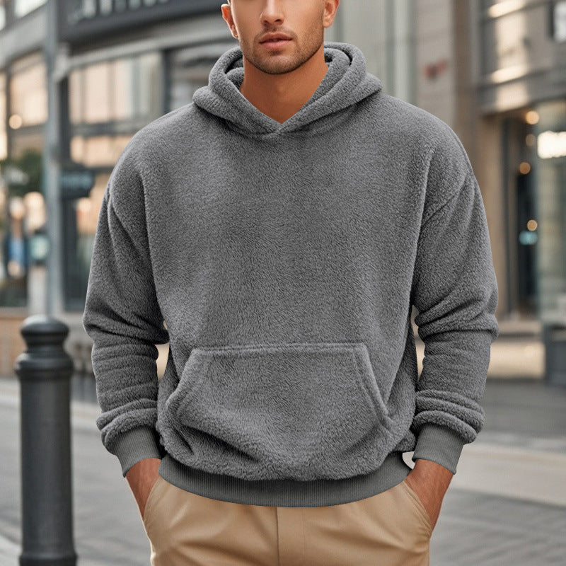 Men’s Double-Sided Velvet Hooded Sweatshirt Jacket