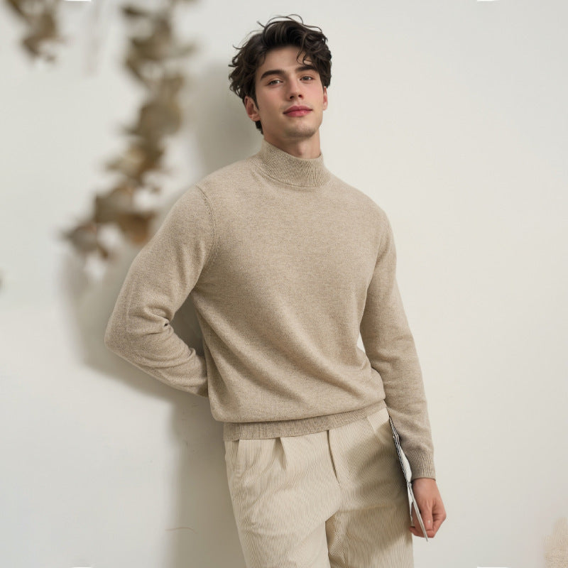Men's Half Turtleneck Pullover Lazy Style Slim Knit Sweater