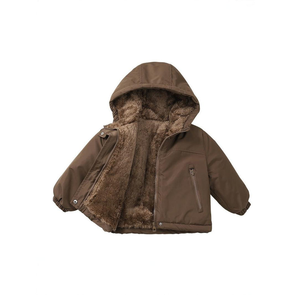 Kids’ Hooded Velvet Cotton Jacket – Winter Warm Coat