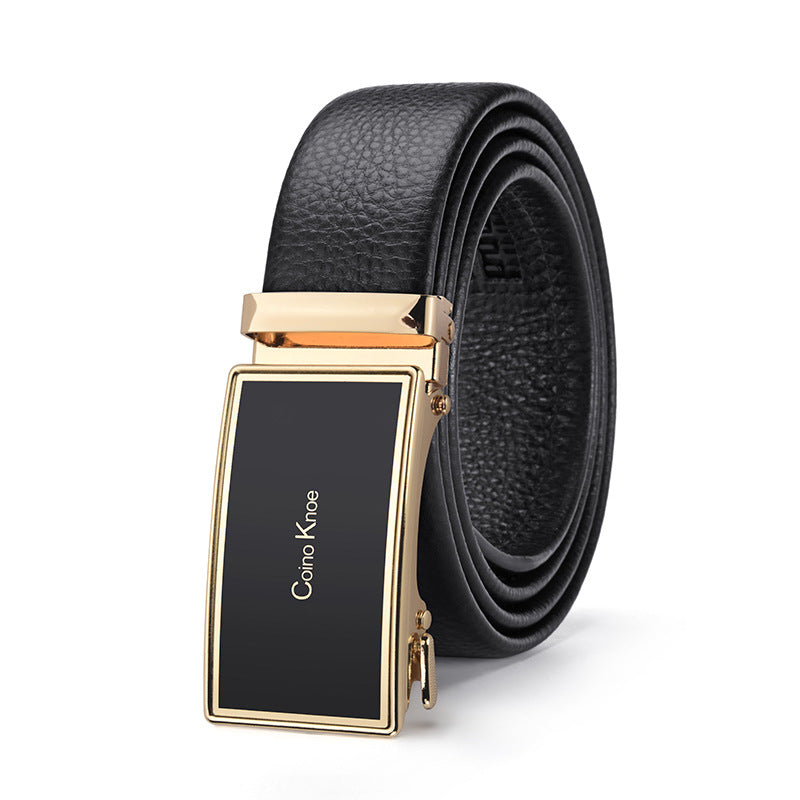 Men’s Cowhide Belt – Lychee Pattern Automatic Buckle