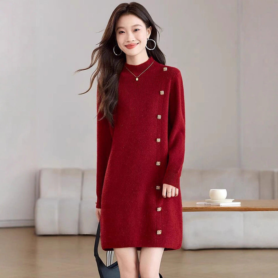 Women’s Mid-Length Knitted Dress Set