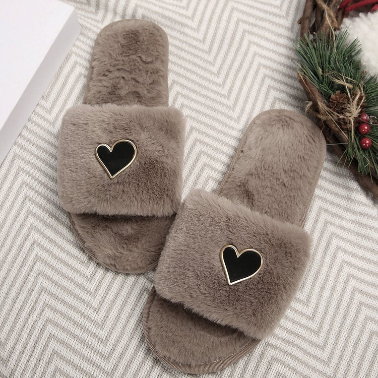 Heart-Shaped Mao Mao Slippers – Soft & Comfortable