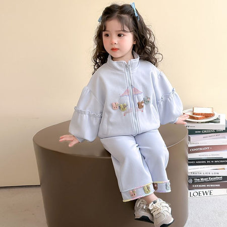 Girls Korean Cartoon Zipper Set – Spring Autumn Outfit – Outfit Sets – Image 6