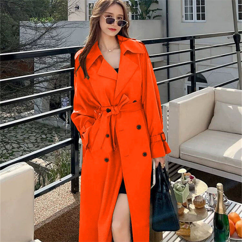 Women’s Mid-Length Korean Windbreaker – Spring Autumn 2025