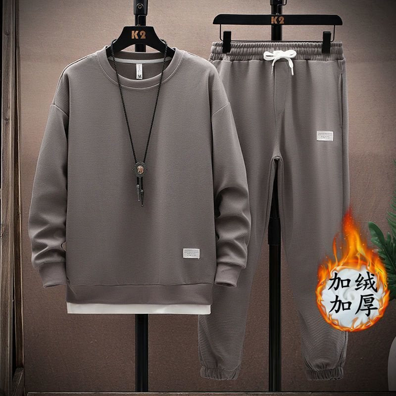 Men’s Plush Waffle Suit – Warm Casual Winter Set