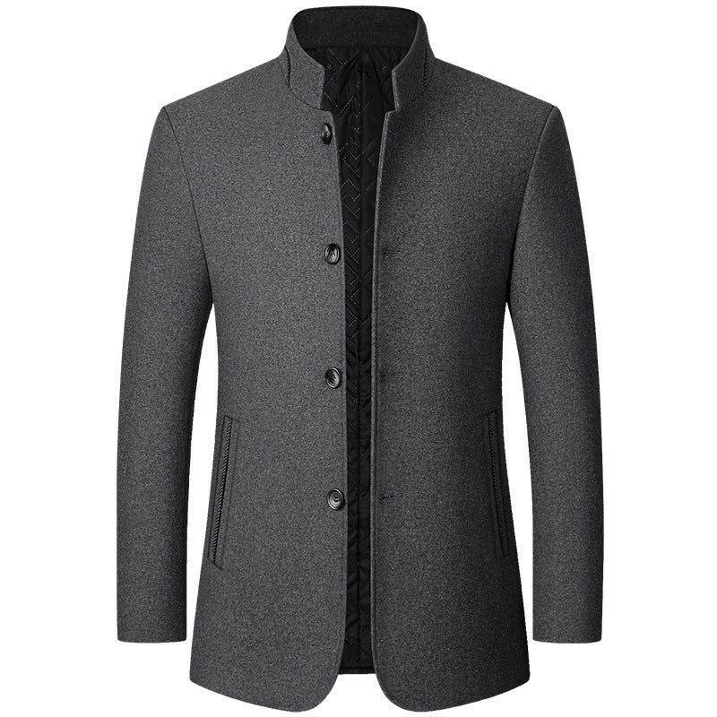 Men’s Stand Collar Wool Winter Casual Jacket