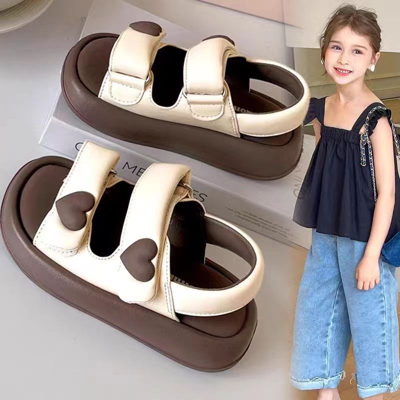2025 Girls Love Princess Sandals Open Toe Casual Beach Shoes