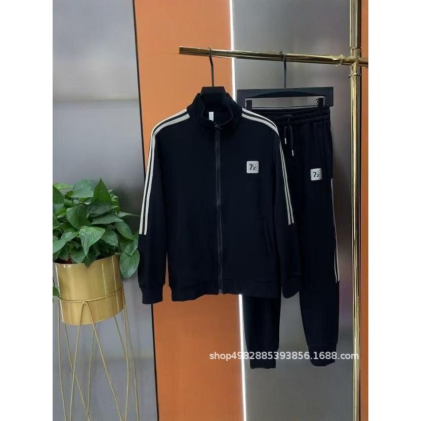 Men's Spring-Autumn Zipper Cardigan Sports Two-Piece Set