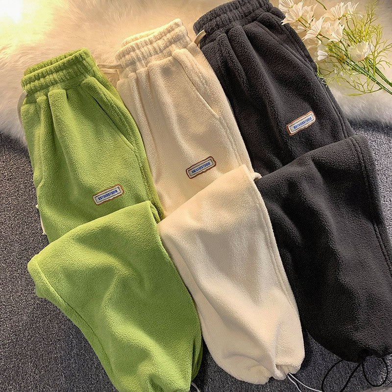 War Fleece Lamb Wool Thick Winter Harem Pants Women